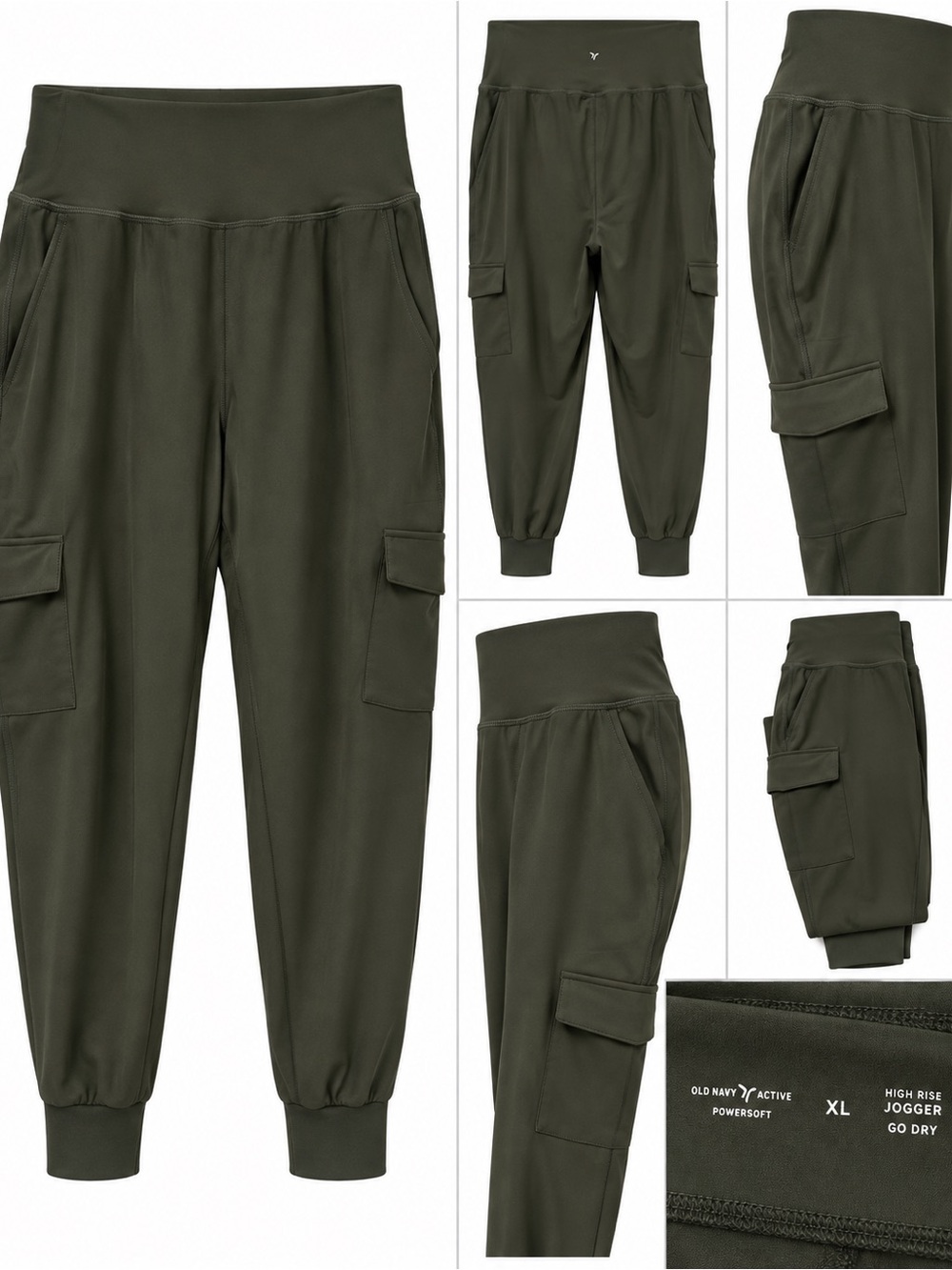 Old Navy Olive Green High-Rise Cargo Jogger Leggings